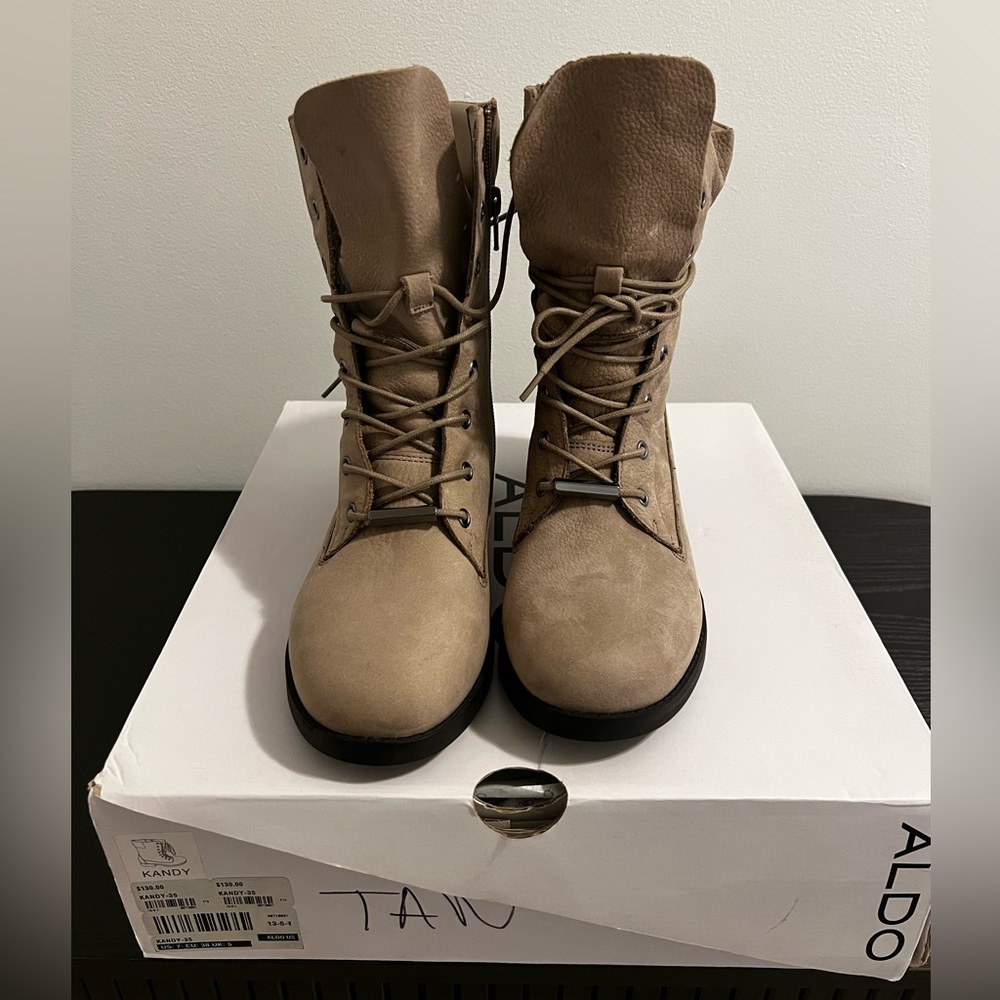 Aldo tan Lace-Up combat Boots